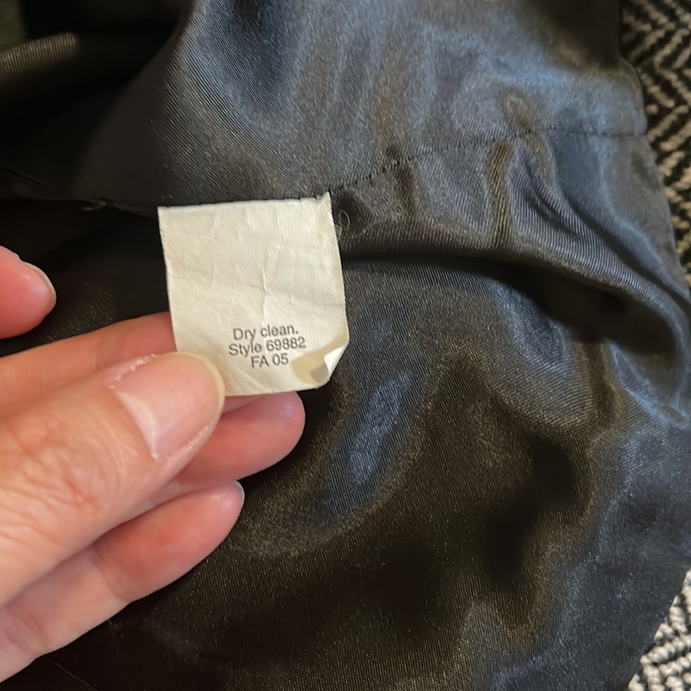 J Crew Factory Wool Herringbone Double Breasted Blazer Rear Belt Black White-M - Picture 10 of 11